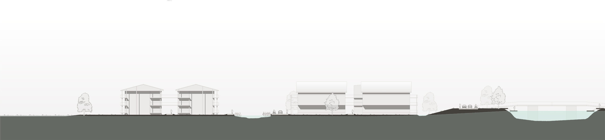 Doorsnede van stedenbouwkundig plan, inclusief de boezem "De Zweth"