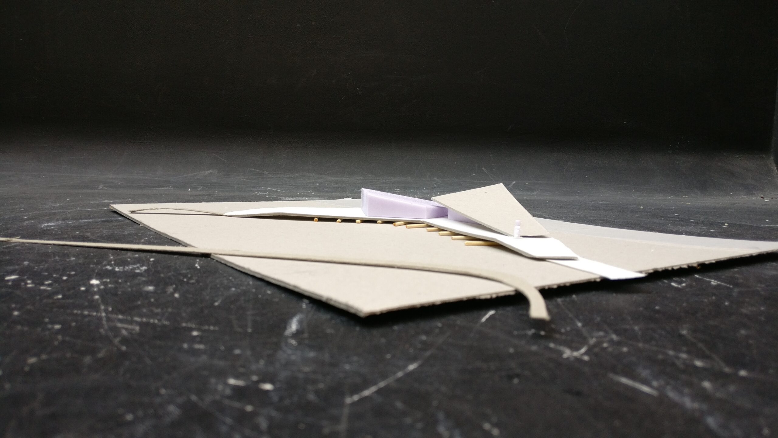 Gebouw vorm configuratie 4. Dak orientatie met de aandacht naar het open landschap.