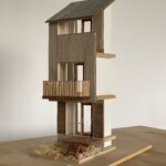 Maquette van het studie project bij TU Delft genaamd Wetland Housing Service.